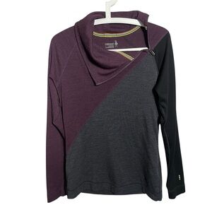 Smartwool Merino 250 Asym Top Color Block Merino Wool Pullover Asymmetrical Zip